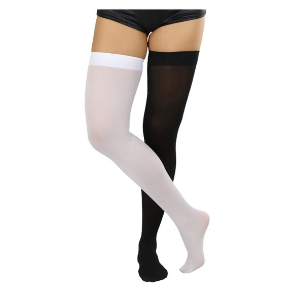 1 Blk/1 Red Thigh High Stockings/Over the Knee Socks - Picture 3 of 12